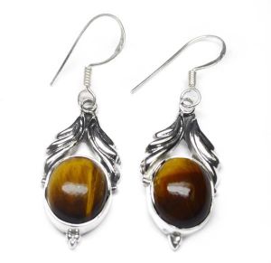 New Tiger Eye Gemstone 925 Sterling Original Silver Earring