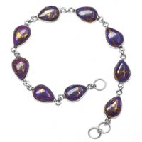 Purple Turquoise Gemstone 925 Sterling Silver Bracelet