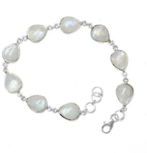 Rainbow Moonstone Gemstone 925 Sterling Silver Bracelet