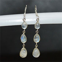 Rainbow Moonstone Gemstone 925 Sterling Silver Earring