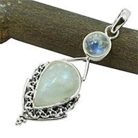 Samol Rainbow Moonstone Gem Stone 925 Sterling Original Silver Pendant