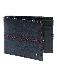 JL Collections Men's Blue and Red Leather Wallet (6 Card Slots) - JL_MW_3372_A