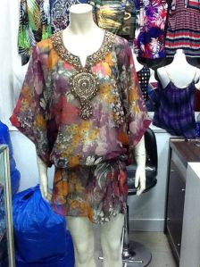 Marushka - Embroidered Neckline Kaftan Tunic