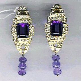 Diamond Amethyst Gold Earrings-dge-01