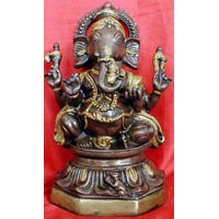 Brass Ganesh With Double Colours statue