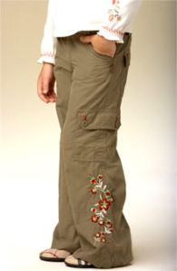 Pumpkin Patch Embroidered Cargo Pants