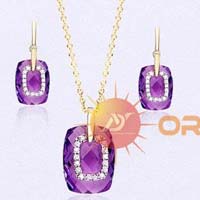 Amethyst stone Gold plated Pendantset