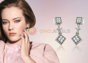 Chandelier CZ Studded Silver Earrings