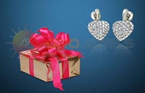 CZ Studded Heart Earrings