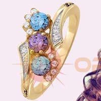 Gold Plated CZ Studded Gemstone Ring