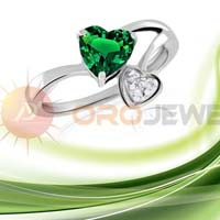 Heart Emerald Gemstone Silverplated CZ studded Rings