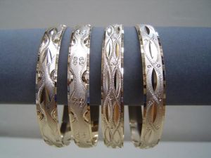 Threetone Plated Diamond Cut Bangles. DT-EX-MP-1156