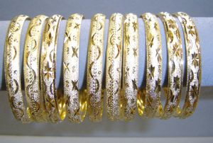 Threetone Plated Diamond Cut Bangles. Dt-ex-mp-1166