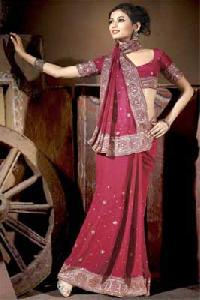 Manya 1016 Maroon Georgette Saree