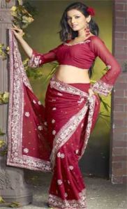 Manya 1162 Maroon Georgette Saree