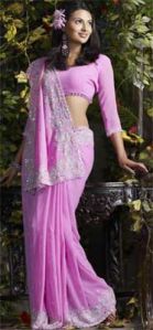 Manya 1163 Baby Pink Georgette Saree