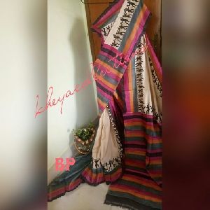 Block Printed Tussar Silk Sarees