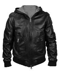 mens leather hooded jackets