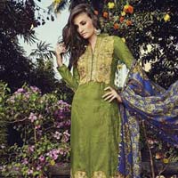 Glace Cotton Jacquard With Embroidery suit