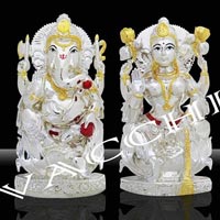 Shining Silver Plated Lakshmi Ganesha Idols