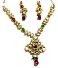 gold kundan meena diamond jewellery