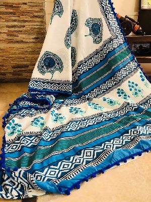 Hand block print Saree