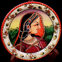 Mughal Painted Marble Plate