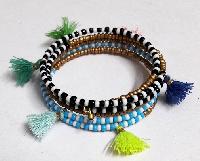 Seed bead &  tassel spiral Bangle/Bracelet