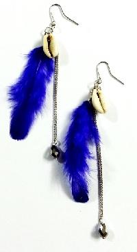 Shell & Feather Blue Earring