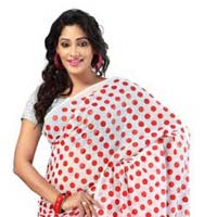 Polka Print Chiffon Saree