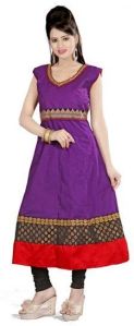 Purple Long Plain Cotton Kurti