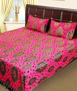 Cotton Superb Red Floral Double Bed Sheet