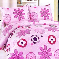 Pink Floral Cotton Double Bedsheet