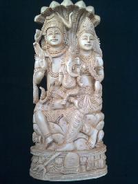 Wooden Shankar Parvati Statue