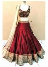 designer maroon embroidered lehenga saree