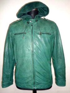 mens leather hooded jackets