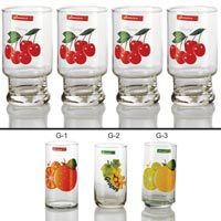 6 Pieces Glass Printed Water Tumbler