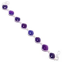 Purple Chalcedony Cushion Shape Bracelet