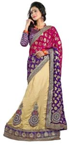 Admirable Beige Colored Crape & Viscose Lehenga Saree