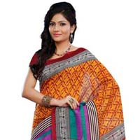 Amusing Yellow Colored Printed Art Silk Saree