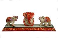 Handicraft marble Lord Ganesha with Elephants