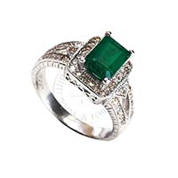 Uncut Diamond, Emerald Finger Ring