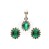 Uncut Diamond, Emerald Pendent Set