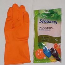 orange rubber hand gloves