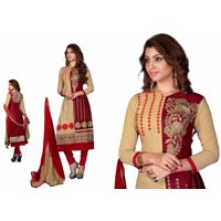 Beige Red Beautiful Salwar Suit