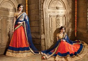 orange designer lehnga