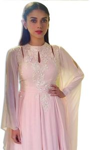 BLUSH EMBROIDERED FLOOR LENGTH DRESS