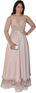 BLUSH EMBROIDERED FLOOR LENGTH DRESS