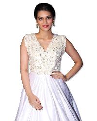 WHITE DUPION EMBROIDERED GOWN
