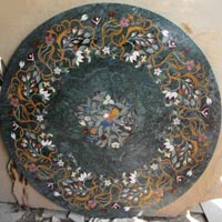 Green Marble Top Round Table Top